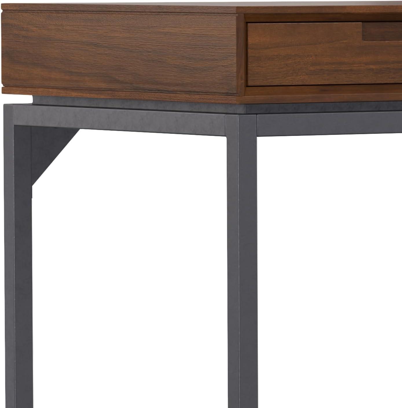 Simpli Home Banting Mid Century Wide Desk In Walnut Veneer