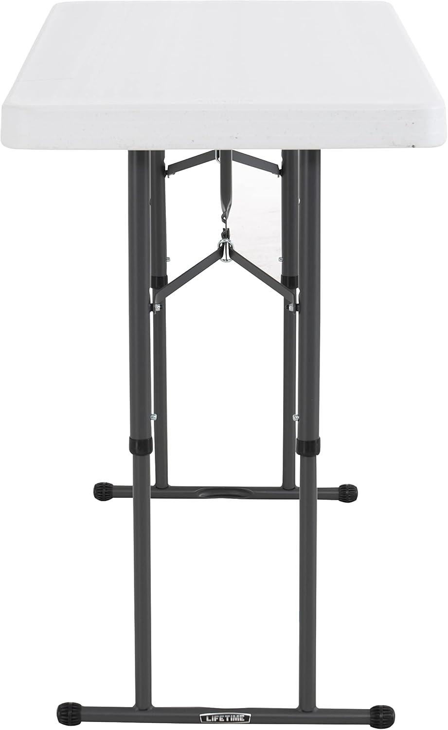 Lifetime 4 Foot Adjustable Rectangle Folding Table, Indoor/Outdoor Commercial Grade, White Granite (80160)