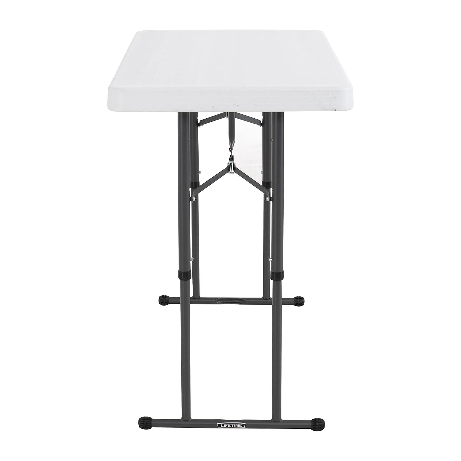 Lifetime 4 Foot Adjustable Rectangle Folding Table, Indoor/Outdoor Commercial Grade, White Granite (80160)