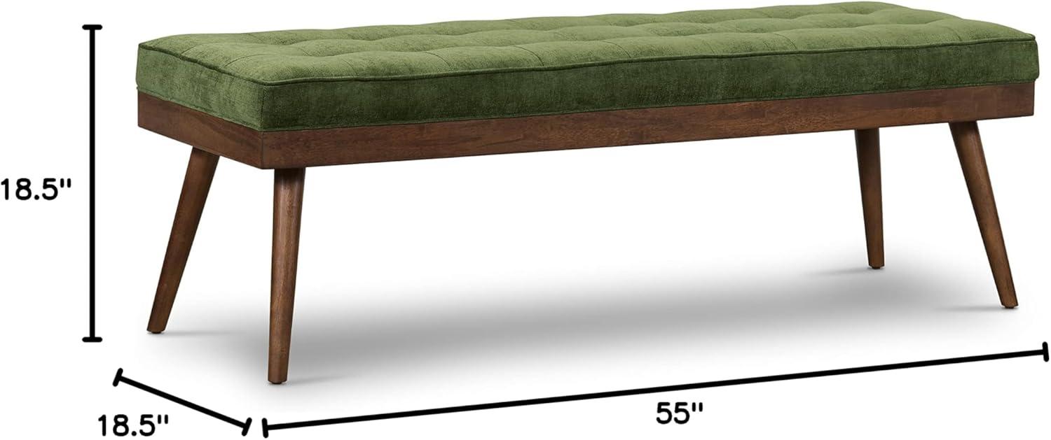 Poly and Bark Poly & Bark Luca Fabric Bench - Tufted Seat with Solid Wood Legs Distressed Green Velvet Velvet Velvet