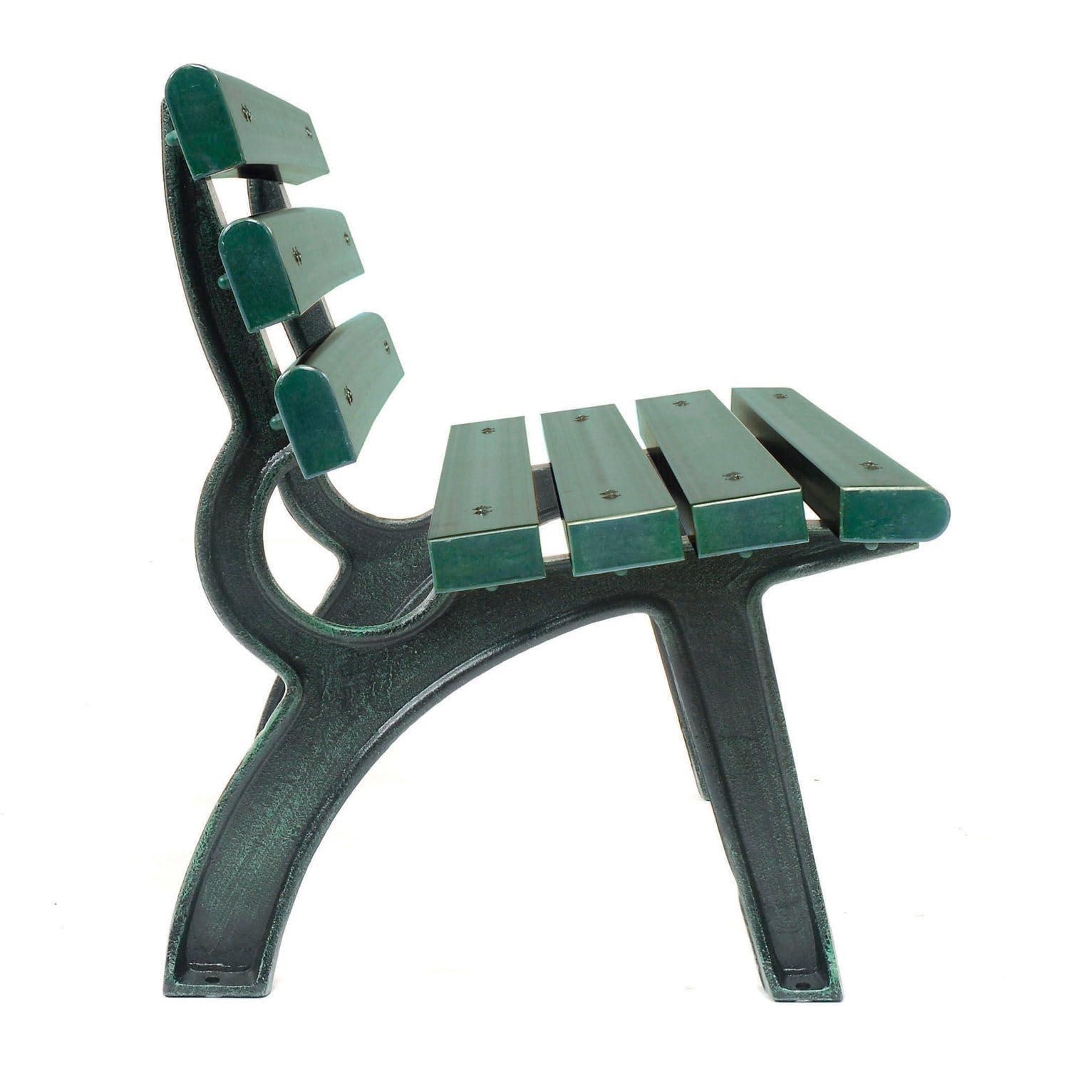 4 ft. Plastic Park Bench with Backrest, Green