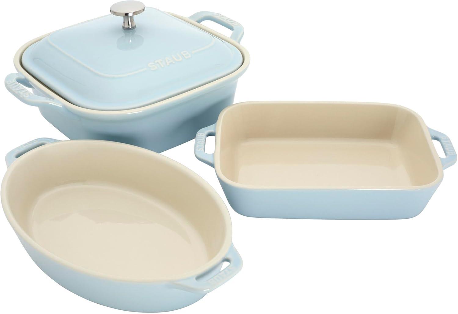 Staub Staub Ceramic 4-Pc Baking Pans Set, Casserole Dish With Lid, Brownie Pan,
