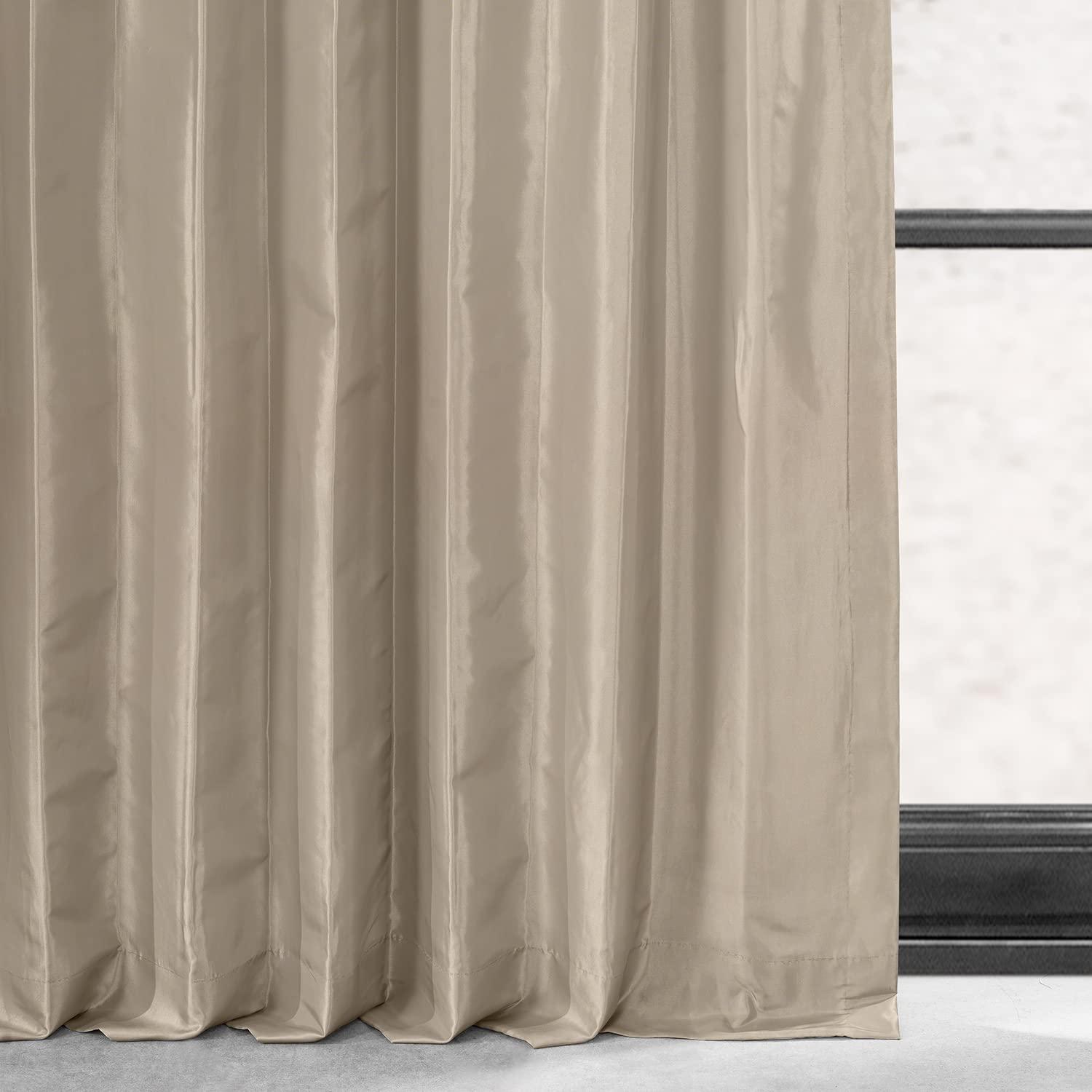 HPD Half Price Drapes Blackout Curtains for Bedroom & Living Room - Faux Silk Taffeta Blackout Curtain 50 X 96 (1 Panel), PTCH-BO130907-96, Antique Beige