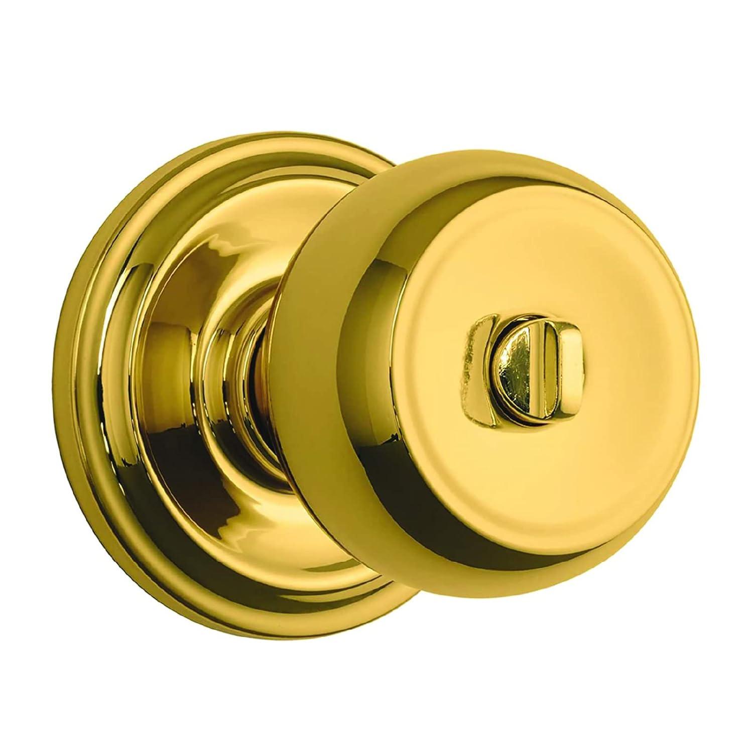 Brinks Home Security Push Pull Rotate Door Locks 23021-105 Stafford Style Interior Locking Door Knob, Polished Brass