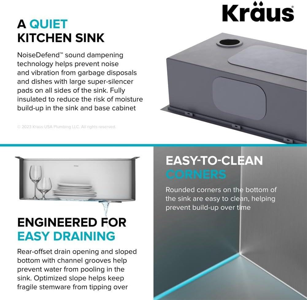Kraus KWT311-25 KRAUS Kore™ Workstation 25-inch L Drop-In 16 Gauge Single Bowl Stainless Steel Kitchen Sink with Accessories