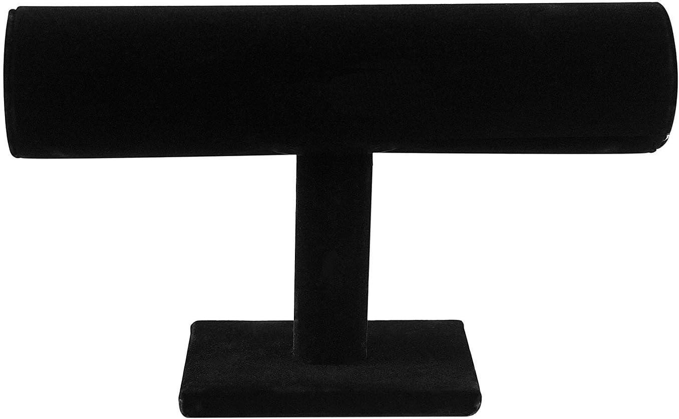 Black Velvet Hovering T-Bar Bracelet Necklace Jewelry Display Stand for Home Organization