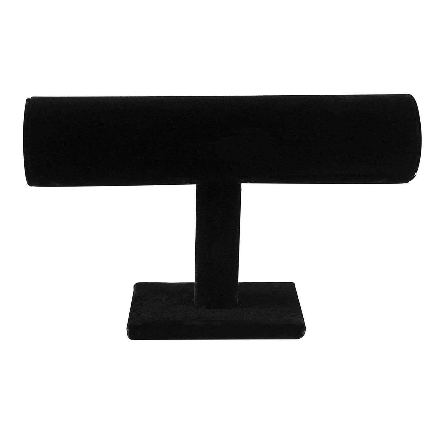 Black Velvet Hovering T-Bar Bracelet Necklace Jewelry Display Stand for Home Organization