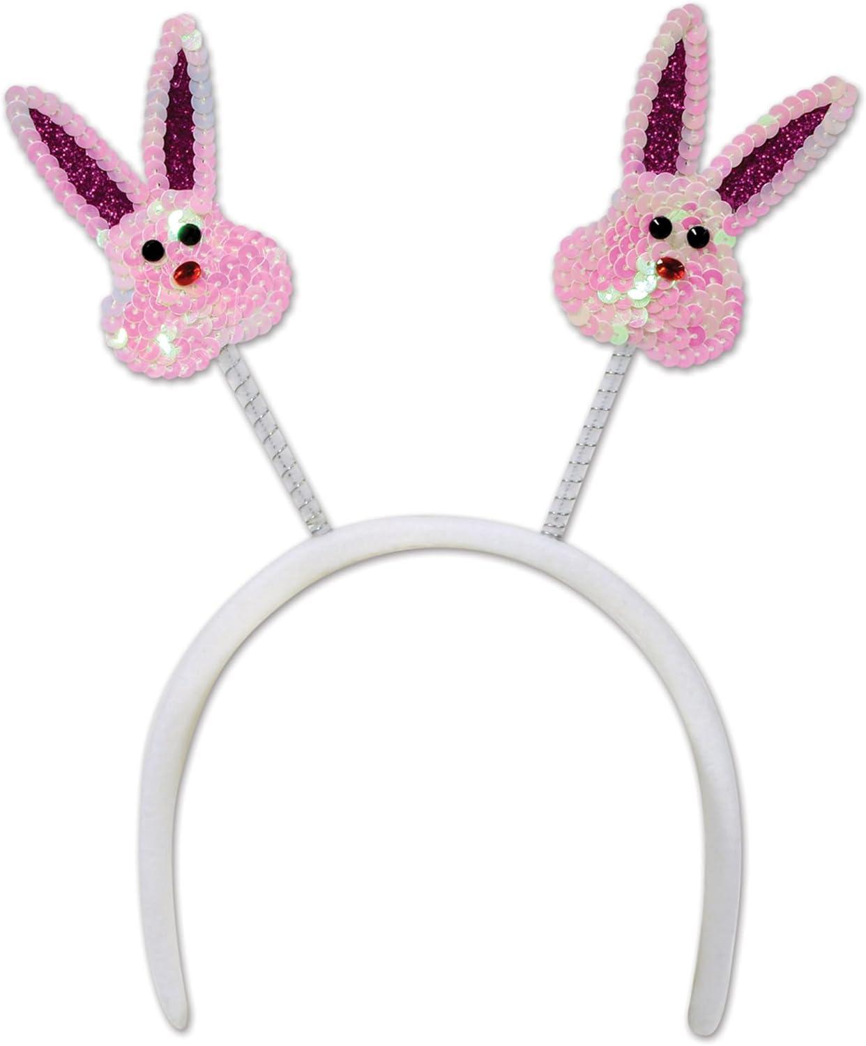 Pink Sequined Bunny Headband for Easter Celebrations