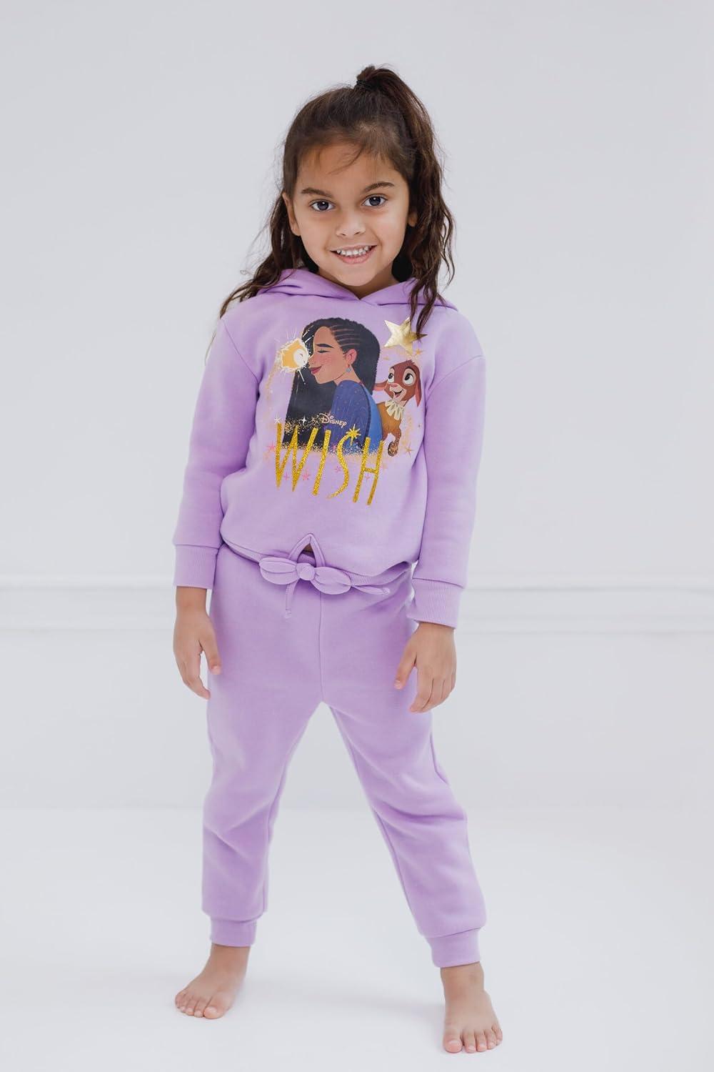Disney Wish Asha Star Little Girls Fleece Pullover Hoodie and Jogger Pants Set Purple 6
