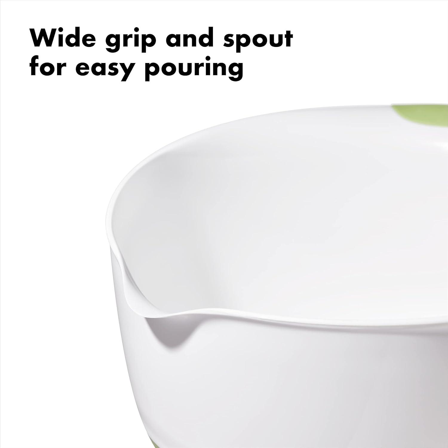 OXO Good Grips 3 Piece Nesting Mixing Bowl Set with Red, Green, and Blue Handles
