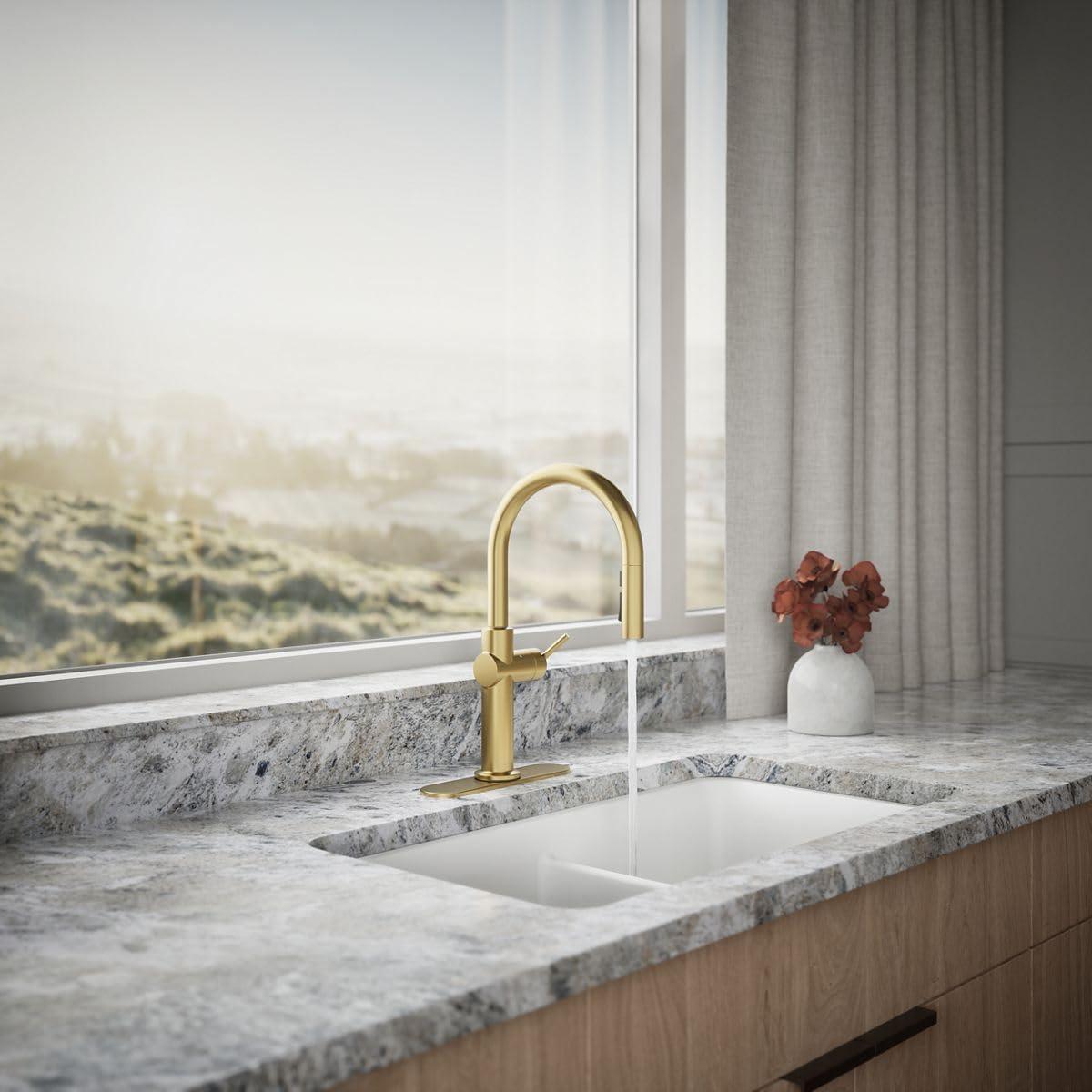 Crue Touchless Pull-Down Kitchen Sink Faucet with Three-Function Sprayhead