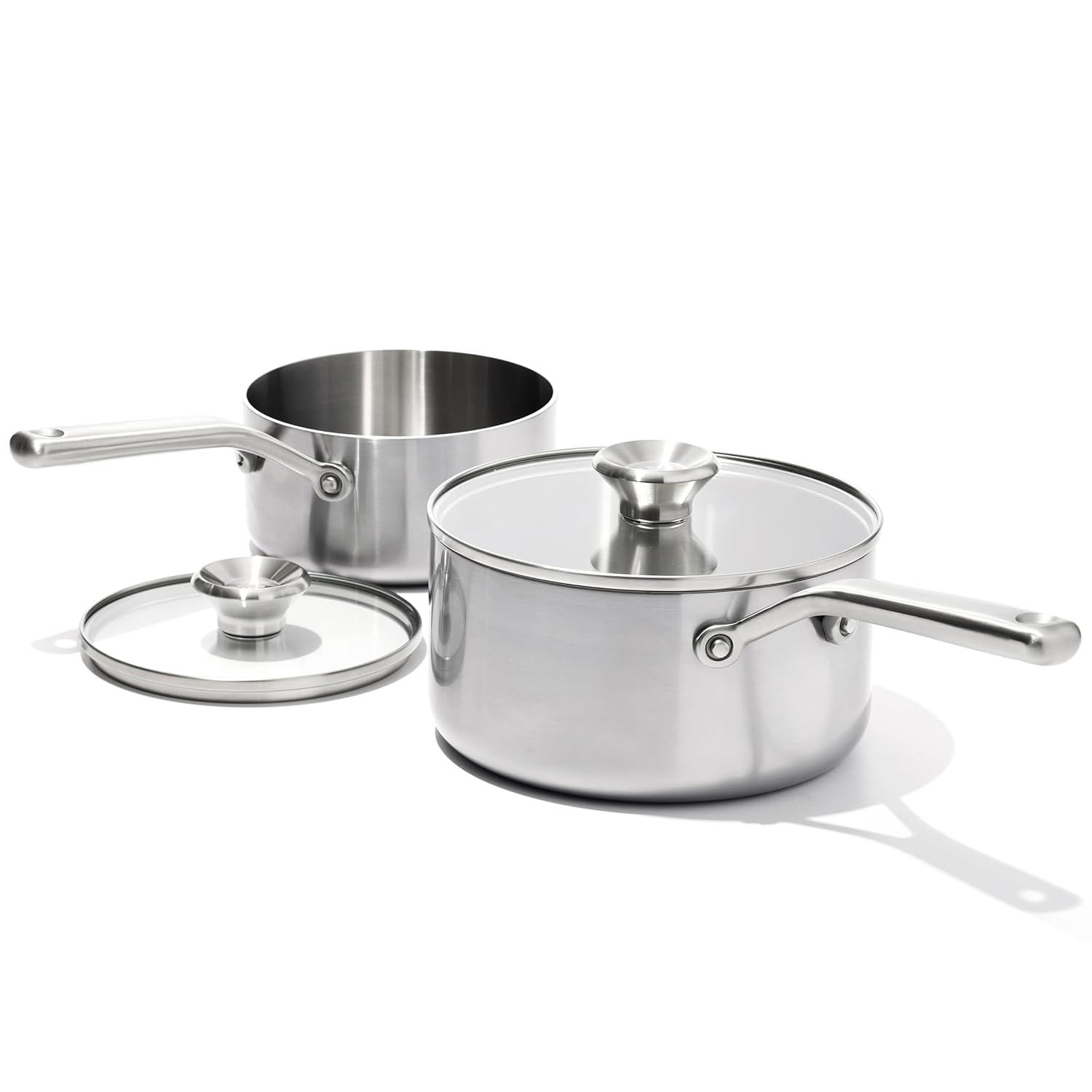 OXO OXO Mira 3-Ply Stainless Steel Saucepan Set, 1.6 Qt And 3.25 Qt