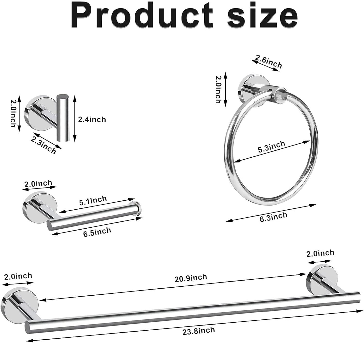 Chrome 10-Piece Stainless Steel Bathroom Hardware Set