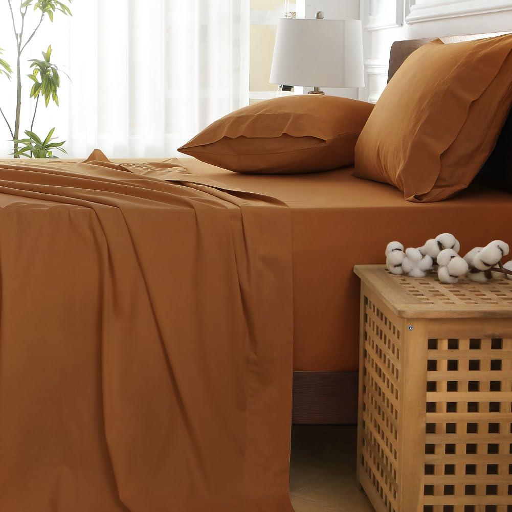 HYPREST 100% Cotton Sheets Extra Deep Pocket, Hotel Luxury Soft Cooling Cotton Sheet Sets