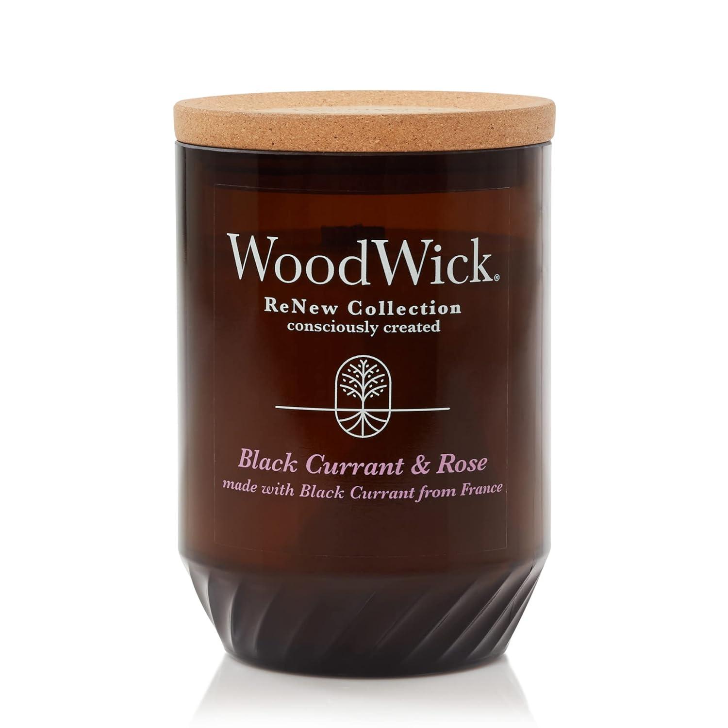 WoodWick ReNew Recycled Glass Black Currant and Rose  Candle 13oz