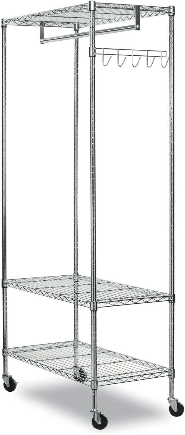 Alera ALEGR364818SR 48 in. W x 18 in. D x 75 in. H 40 Garments Wire Shelving Garment Rack - Silver