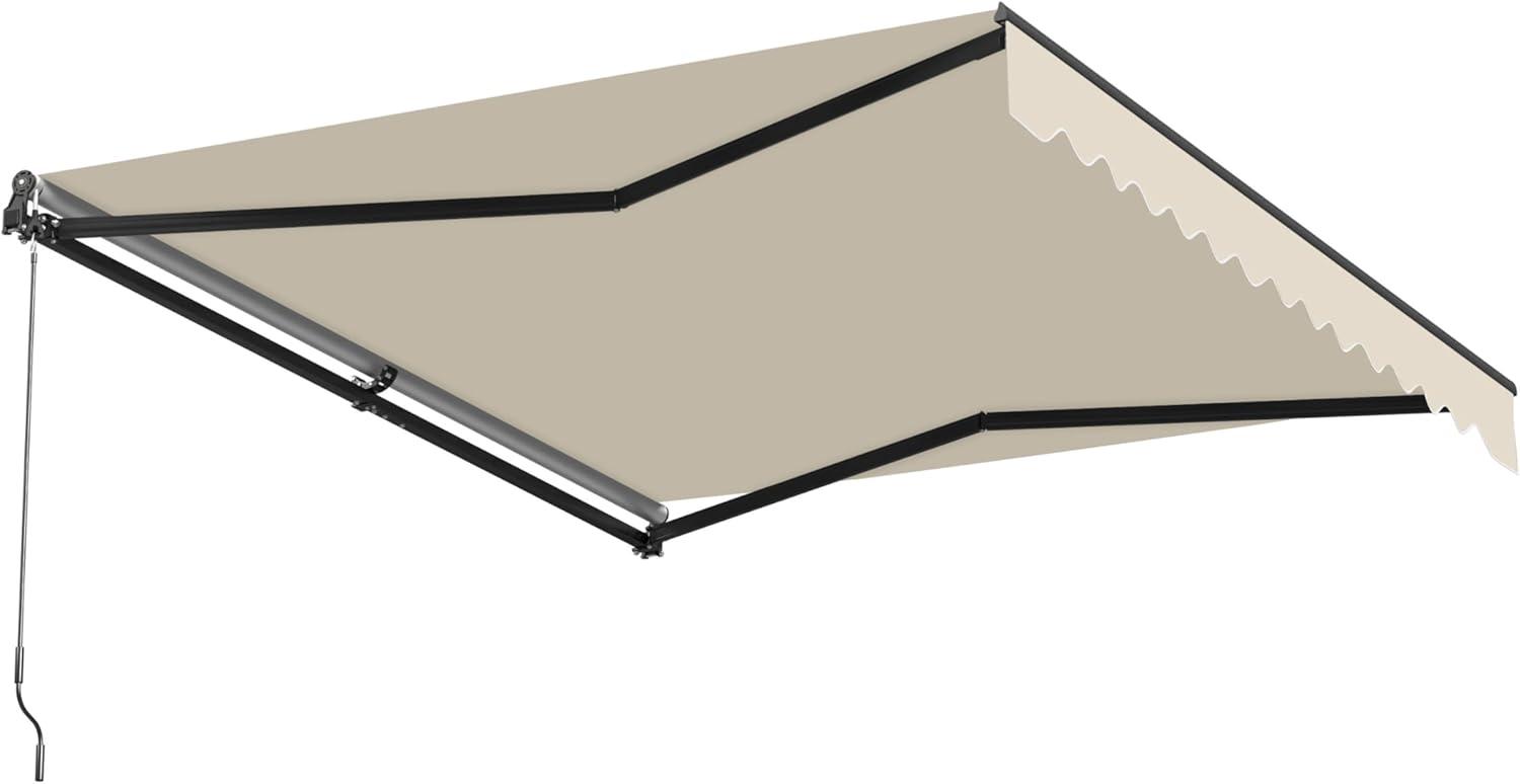 Retractable Home Patio Awning | Deck Canopy |UV Protection Sunshade | Manual Black Frame | Upgraded 2024