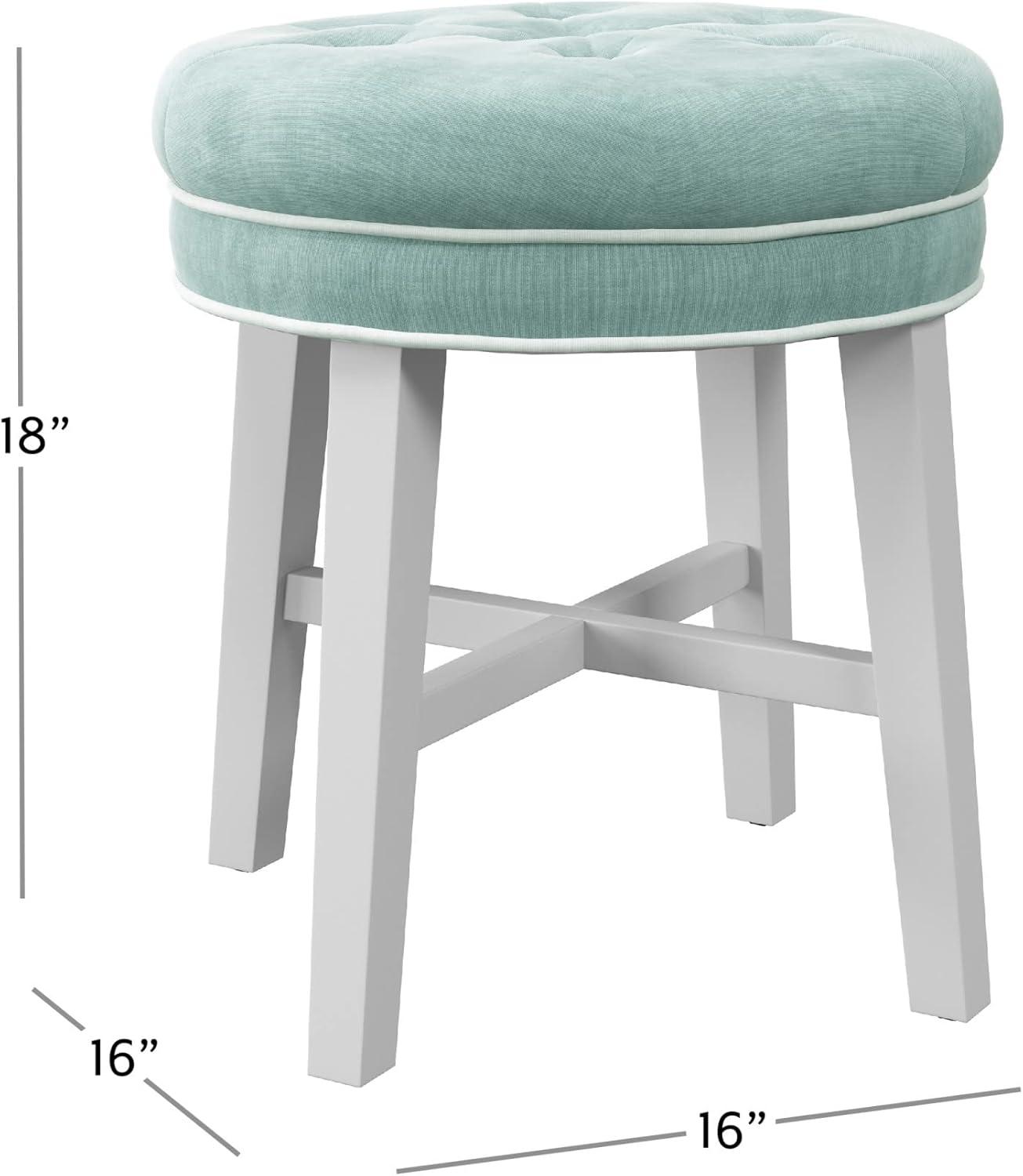 18" Sophia Tufted Backless Wood Vanity Stool Spa Blue - Hillsdale Furniture