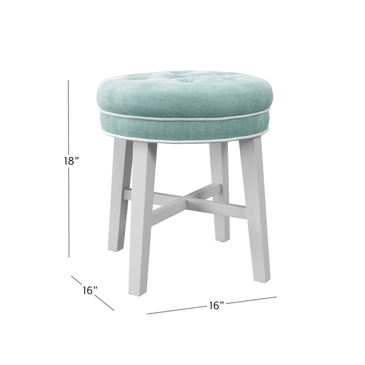 18" Sophia Tufted Backless Wood Vanity Stool Spa Blue - Hillsdale Furniture