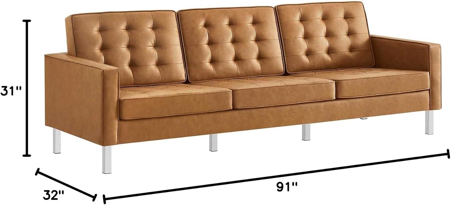 Loft Tufted Vegan Leather Sofa by Modway