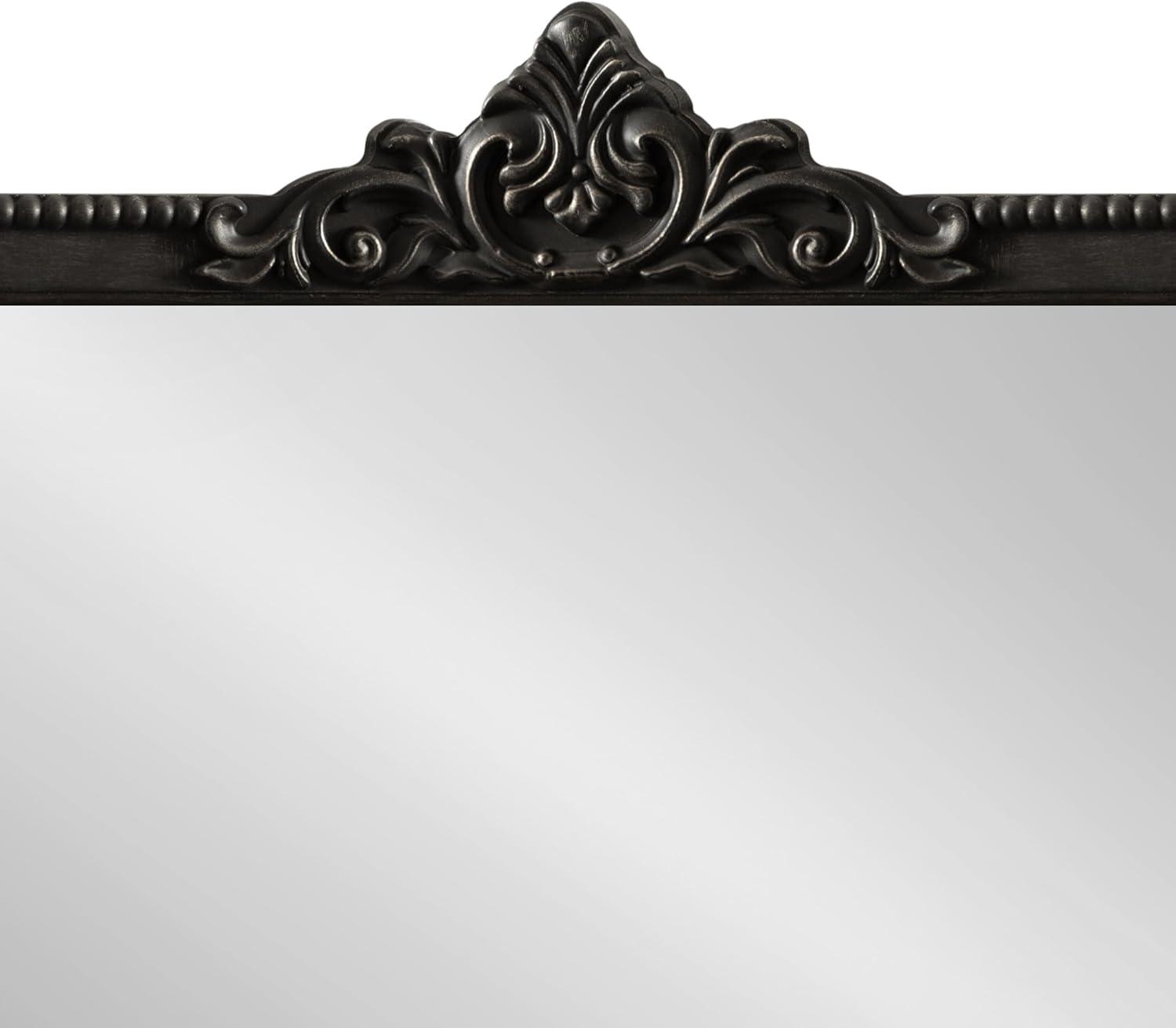 Hubanks Black Baroque-Inspired Arched Wall Mirror 40" x 30"