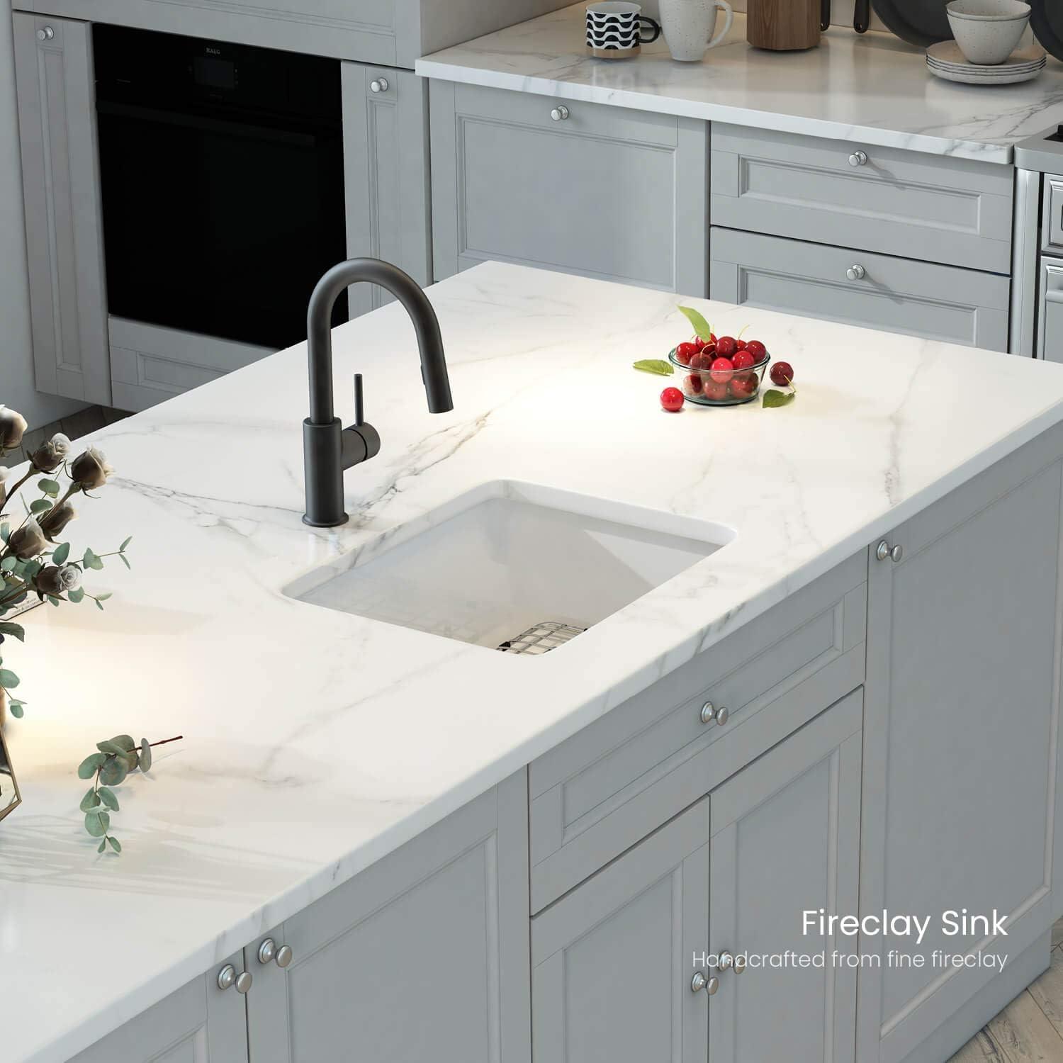 Cubic 18'' L Undermount Single Bowl Fireclay Kitchen Sink