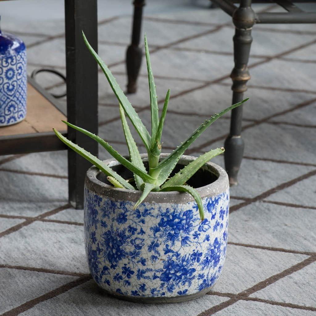 A&B Home Lilibeth Blue and White Short Planter