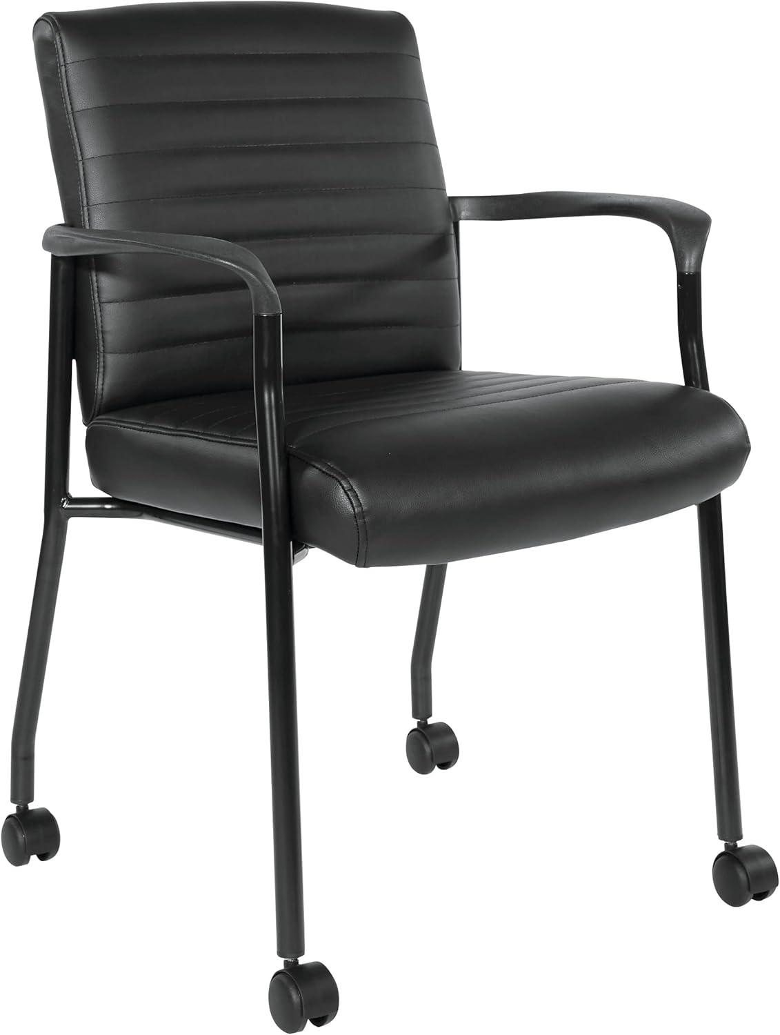 Guest Chair with Black Faux Leather and Black Frame