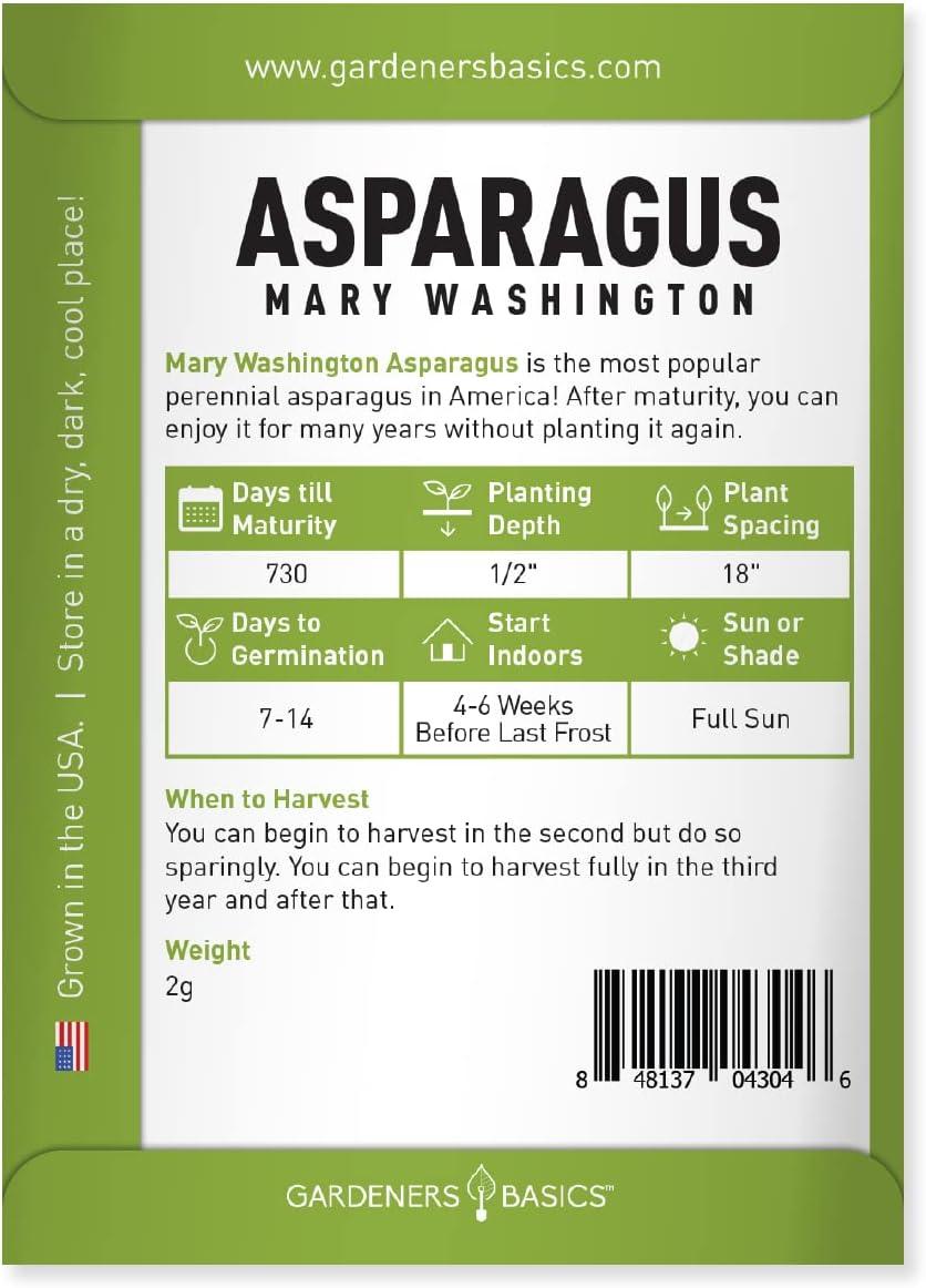 Mary Washington Non-GMO Heirloom Asparagus Seeds for Spring Planting