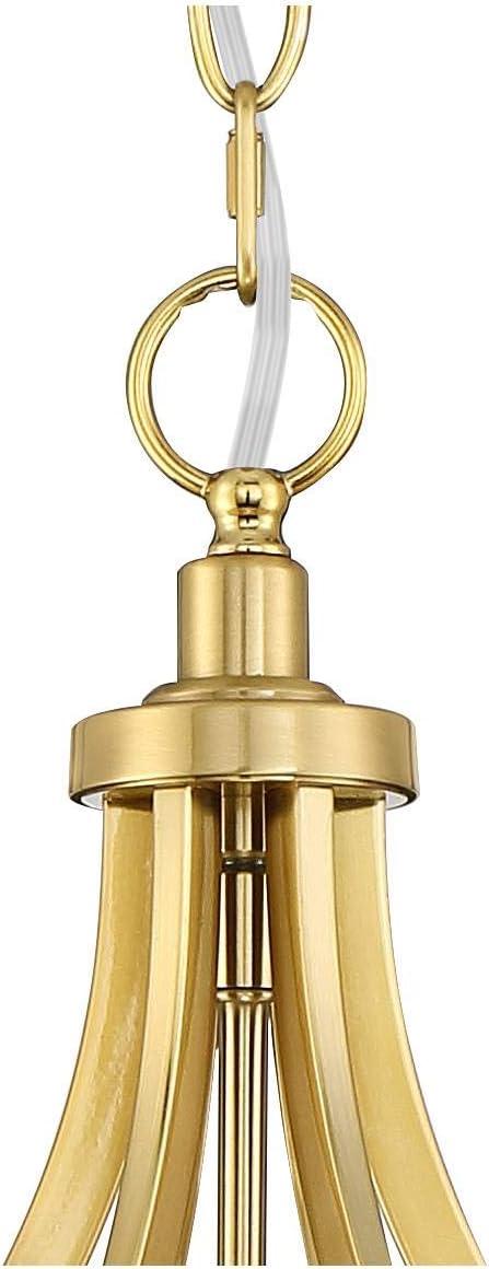 Possini Euro Design Sydney Warm Brass Drum Chandelier 25" Wide Modern Clear Gold Organza Shade 6-Light Fixture for Dining Room House Kitchen Island
