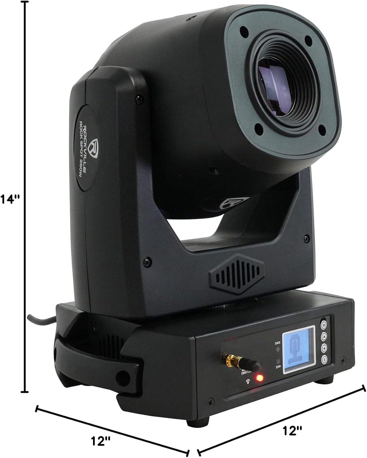 Rockville ROCK SPOT 260W DJ Moving Head Spot Light w/ Wireless DMX+Rolling Bag