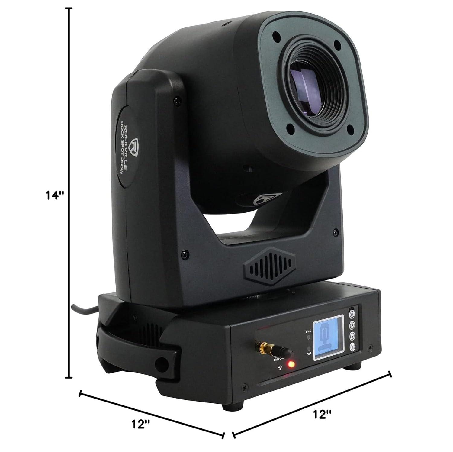 Rockville ROCK SPOT 260W DJ Moving Head Spot Light w/ Wireless DMX+Rolling Bag