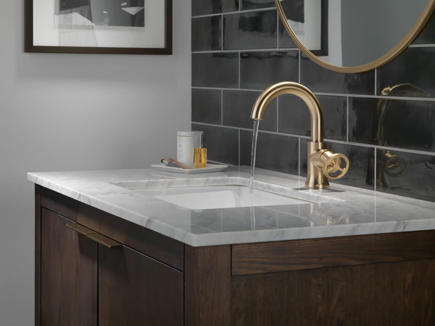 Trinsic Single Hole Bathroom Faucet with Wheel Handle, Single Handle Bathroom Sink Faucet