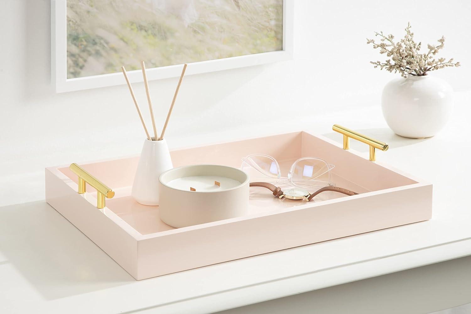 Kate and Laurel Lipton Tray, 16.5x12.25, Pink and Gold