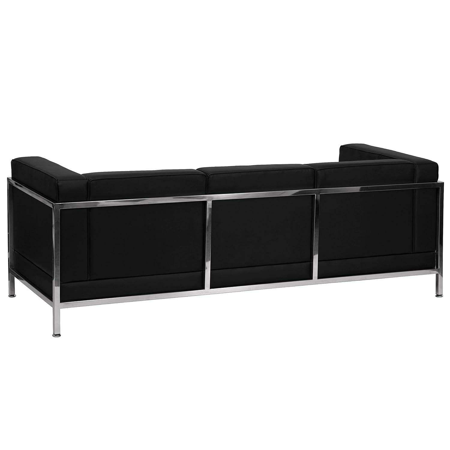 Flash Furniture HERCULES Imagination Series Contemporary Black Leather Sofa with Encasing Frame