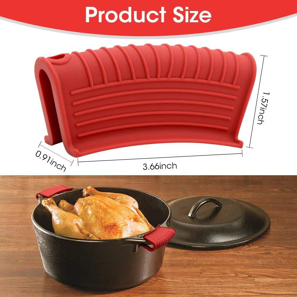 Red Silicone Heat Resistant Pan Handle Covers, 4-Pack