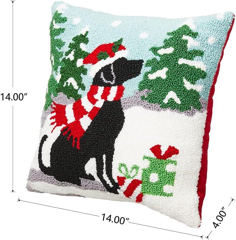 Nordic Christmas Dog Pattern Knit Throw Pillow