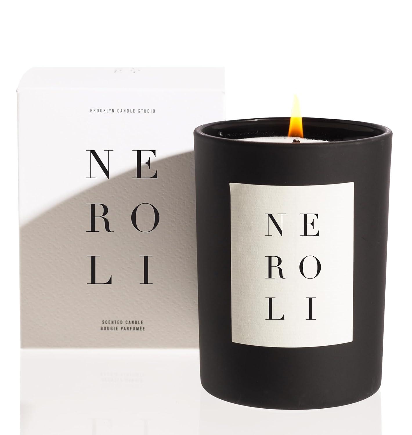 Brooklyn Candle Studio Neroli Noir Candle - Luxury Scented Candle, Vegan Soy Wax, Hand Poured in The USA, 70 Hour Slow Burn Time - 10oz