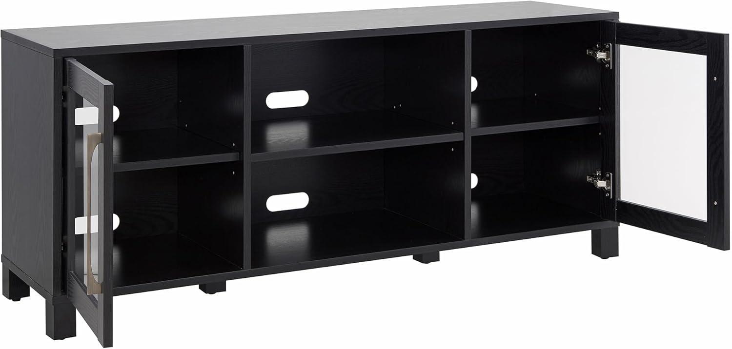 Evelyn&Zoe Quincy Rectangular TV Stand for TV's up to 65", Black Grain