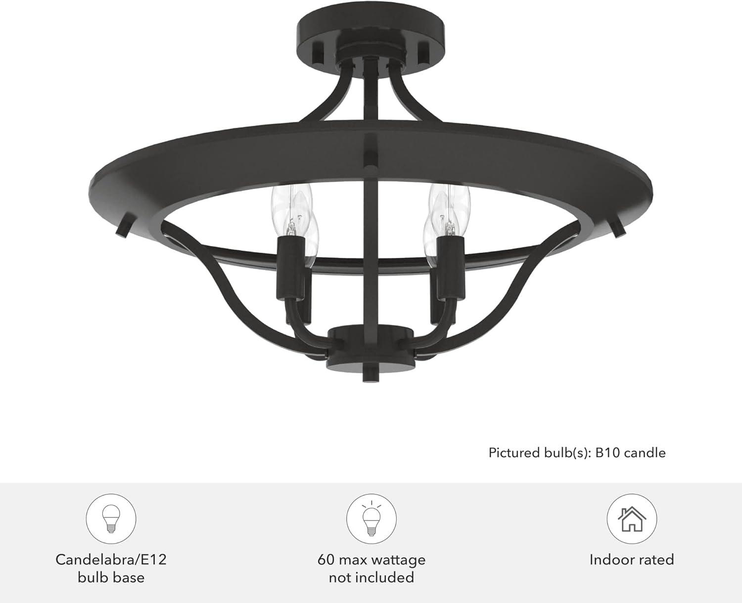Hunter Fan Perch Point 4 Light Semi Flush Mount