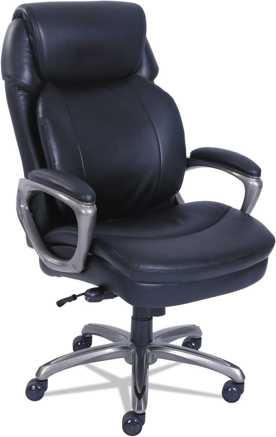 SertaPedic Cosset High-Back Executive Chair, Supports Up to 275 lb, 18.75" to 21.75" Seat Height, Black Seat/Back, Slate Base