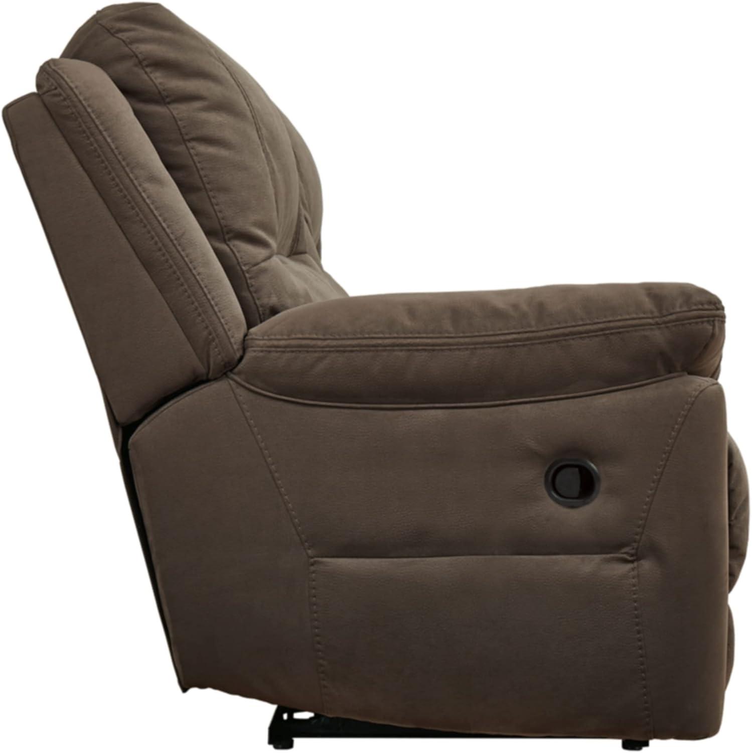 Espresso Faux Leather Tufted Reclining Loveseat with Cup Holder