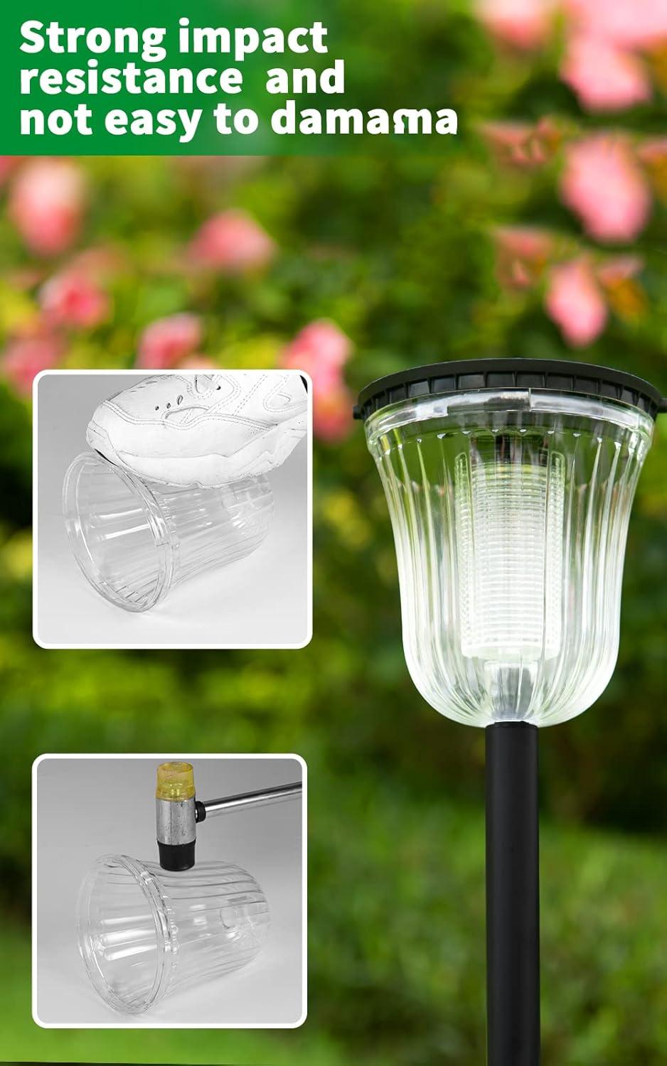 Modern Black Solar Pathway Lights with Warm and Cool White LEDs, 4-Pack