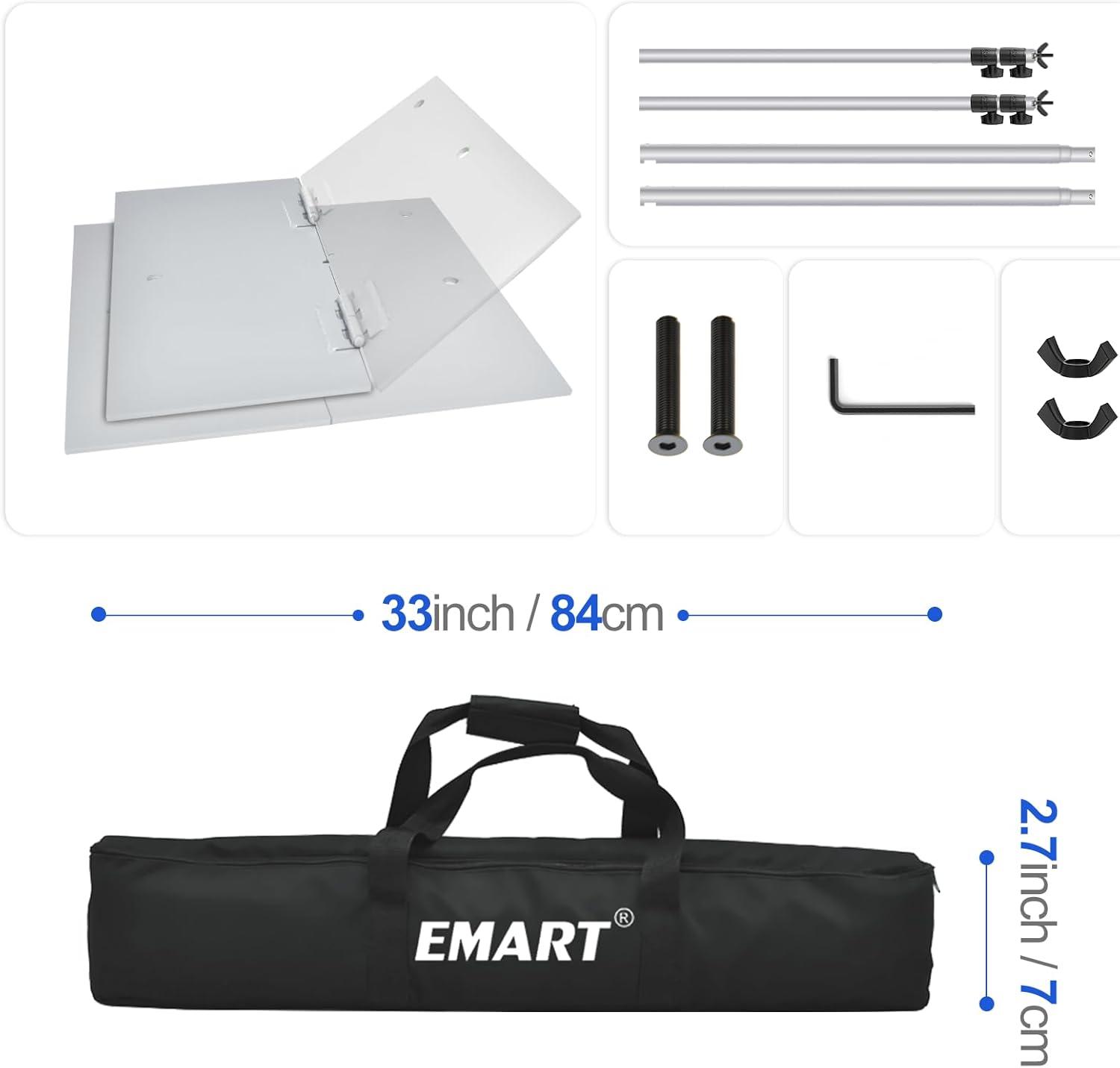 EMART Backdrop Stand, 6.5x10 ft Adjustable Photo Background Pipe and Drape Photography Kit with Heavy Duty Metal Flat Base for Parties, Wedding, Video Studio, Birthday - White