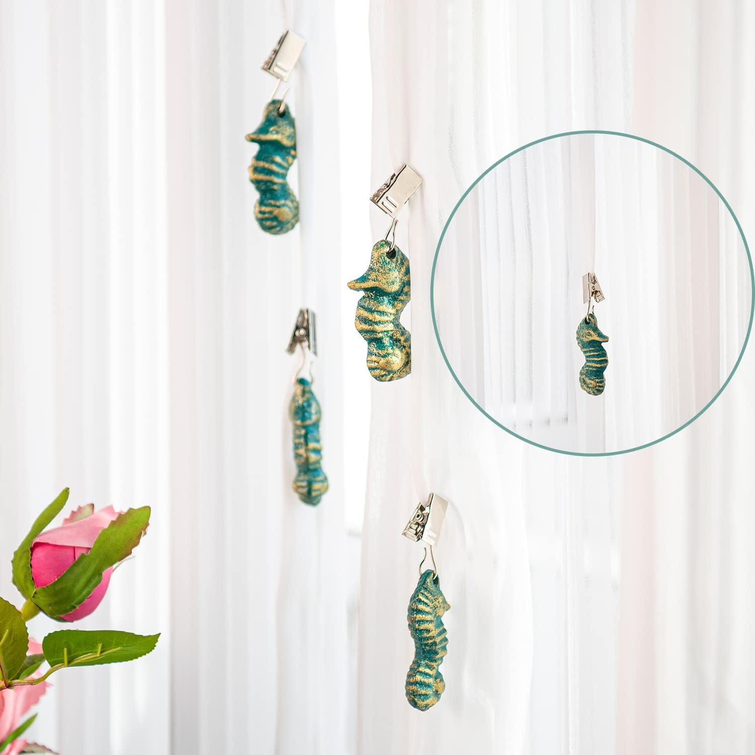 Antique Green and Gold Cast Iron Sea Horse Tablecloth Weights