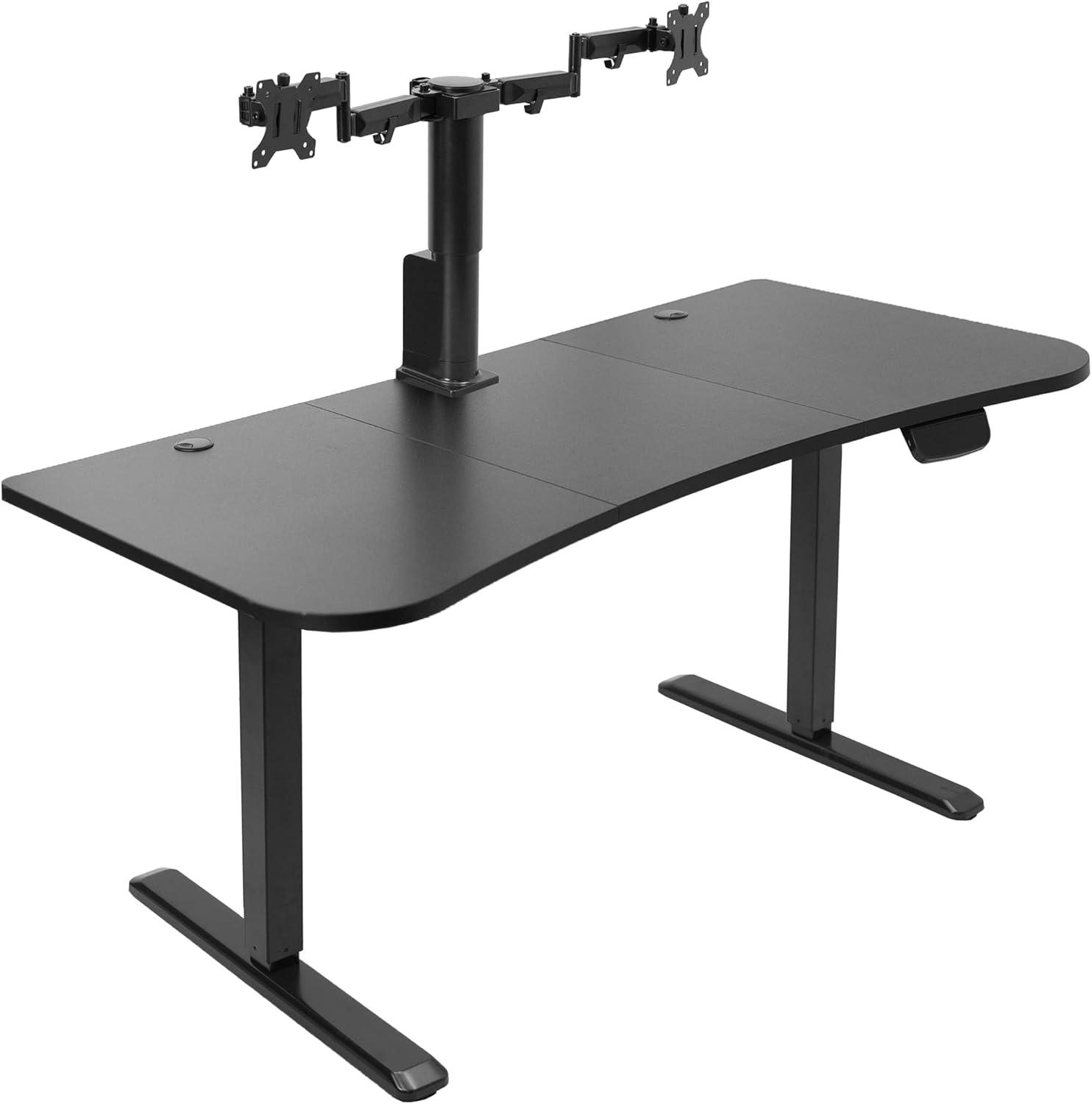 VIVO 63" x 32" Electric Stand Up Desk with Motorized Dual Monitor Mount, DESK-KIT-SET1B