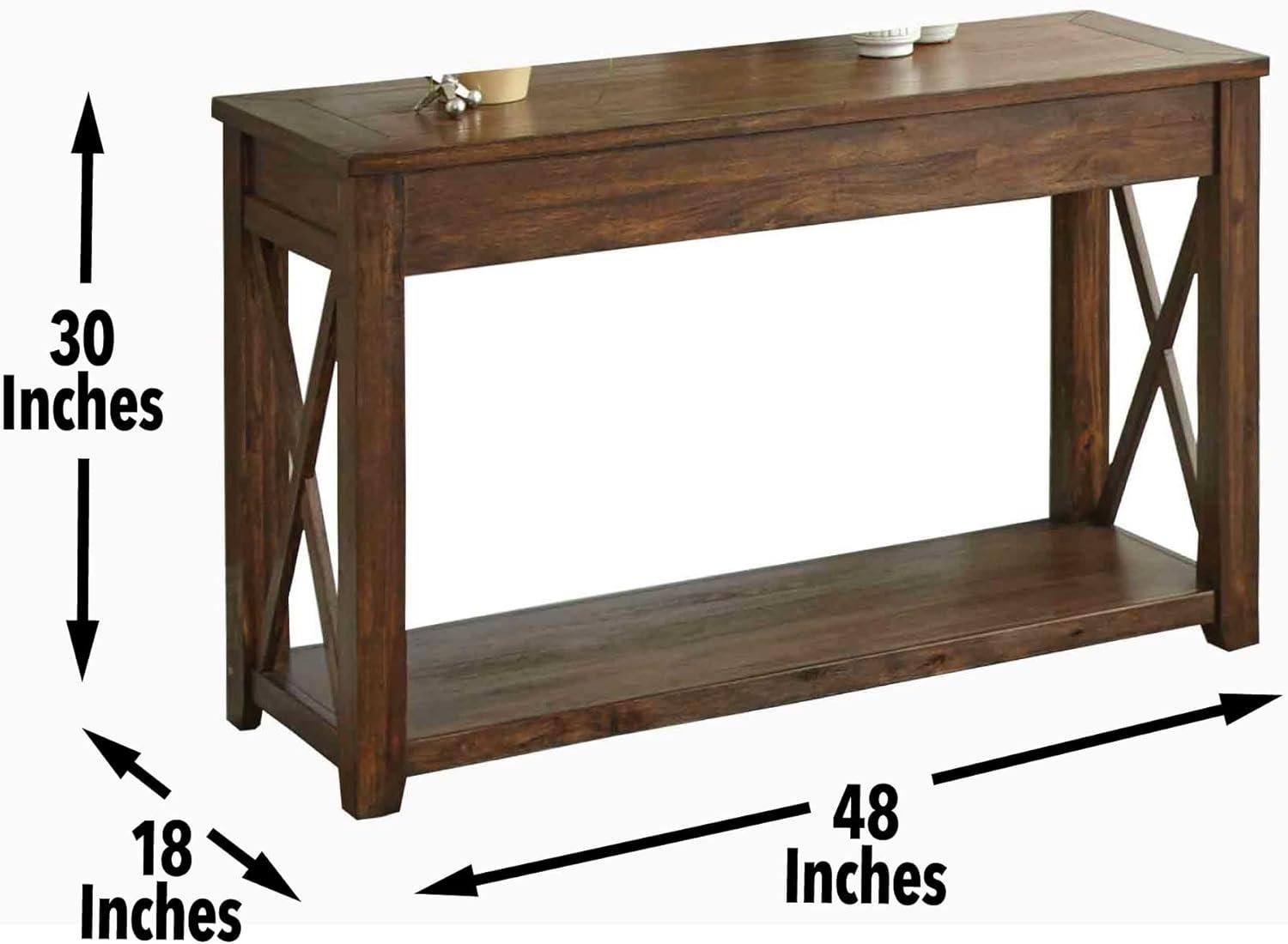 Steve Silver Rustic Lenka Sofa Table Mocha Finish: Hardwood Frame, Acacia Veneer, Entryway Console