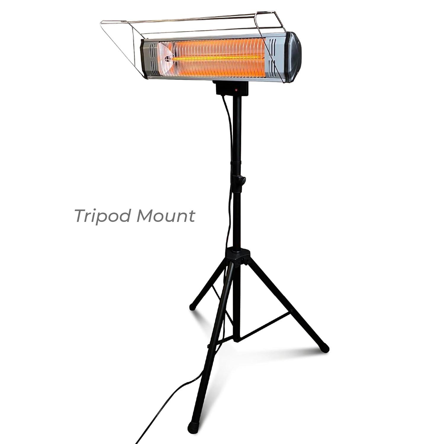 Heat Storm Tradesman 1500-Watt Electric Outdoor Infrared Quartz Portable Space Heater with Tripod, Wall and Ceiling Mount, Black