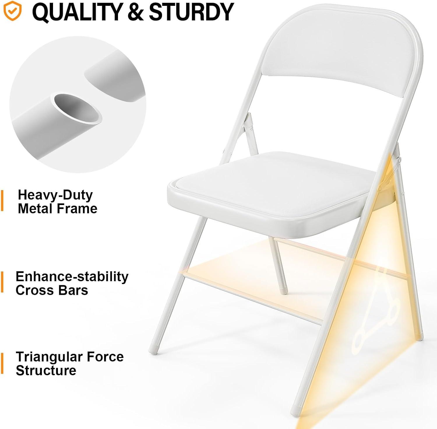 SUGIFT Plastic Folding Chair 350lb Capacity Seat Set of 10, White