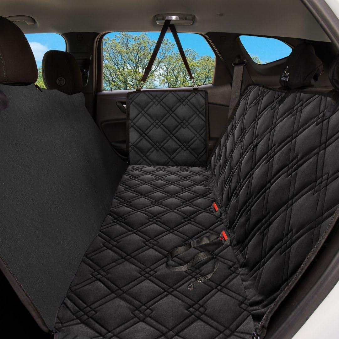 Meadowlark Hammock Pet Seat Cover with Seat Belt & 2 Headrest Protector, XL, Black, Waterproof